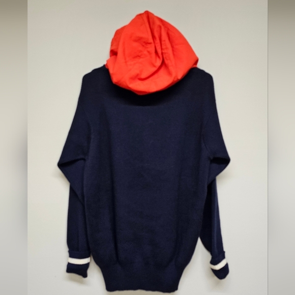 Vintage Polo by Ralph Lauren Navy Sweater with Red -Orange Raincoat Style Hood M - Picture 5 of 13